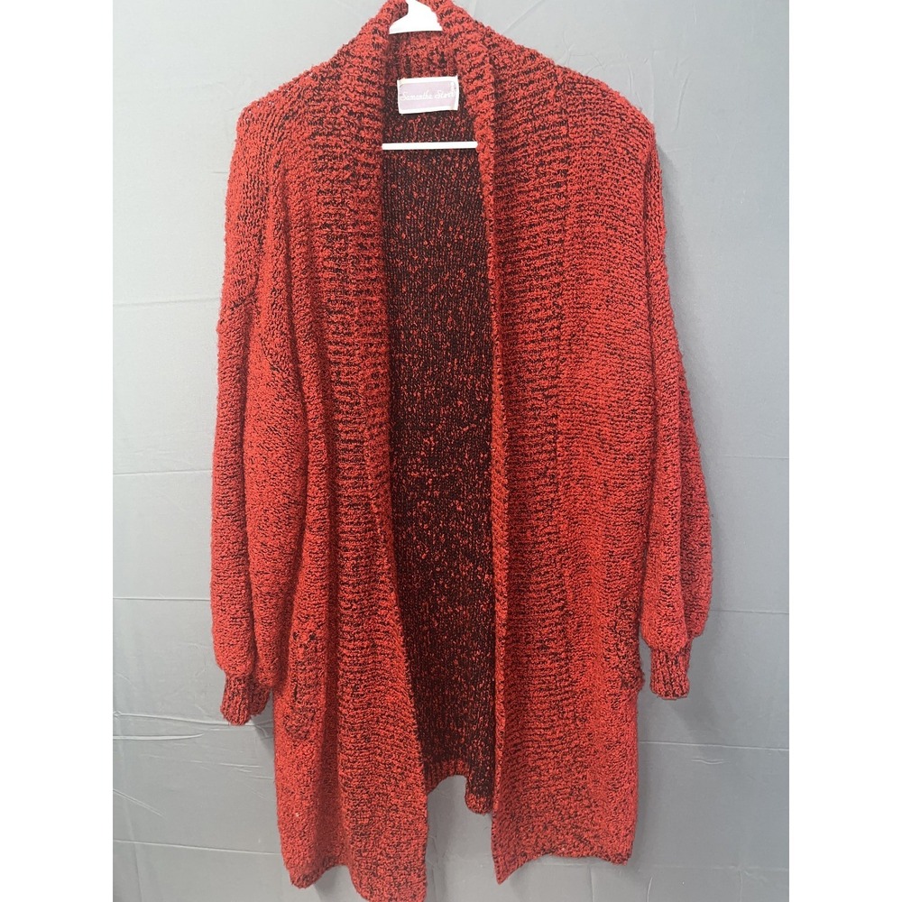 Vintage Women's Red Knit Samantha Starr Cardigan Sweater Long‎ Sleeve Size Large